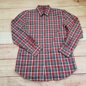 Banana Republic Shirt Mens Large Red Stretch Slim Fit Plaid Button Down Casual